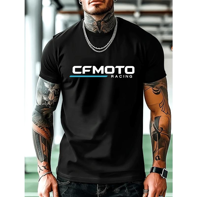 European Size Men's Casual Sport T-Shirt, Graphic Print T-Shirt, Casual Short Sleeve Crew Neck T-Shirt, Summer Outdoor Men's Apparel