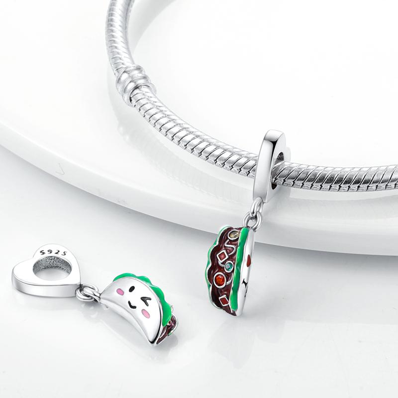 Plated 925 Silver Dessert cuisine Charms Fit Original 925 Charms Bracelet Beads Jewelry Gifts for Women