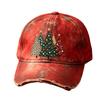 56-60cm Adjustable Distressed Christmas Baseball Cap Polyester Retro Santa Claus Hat  Adults