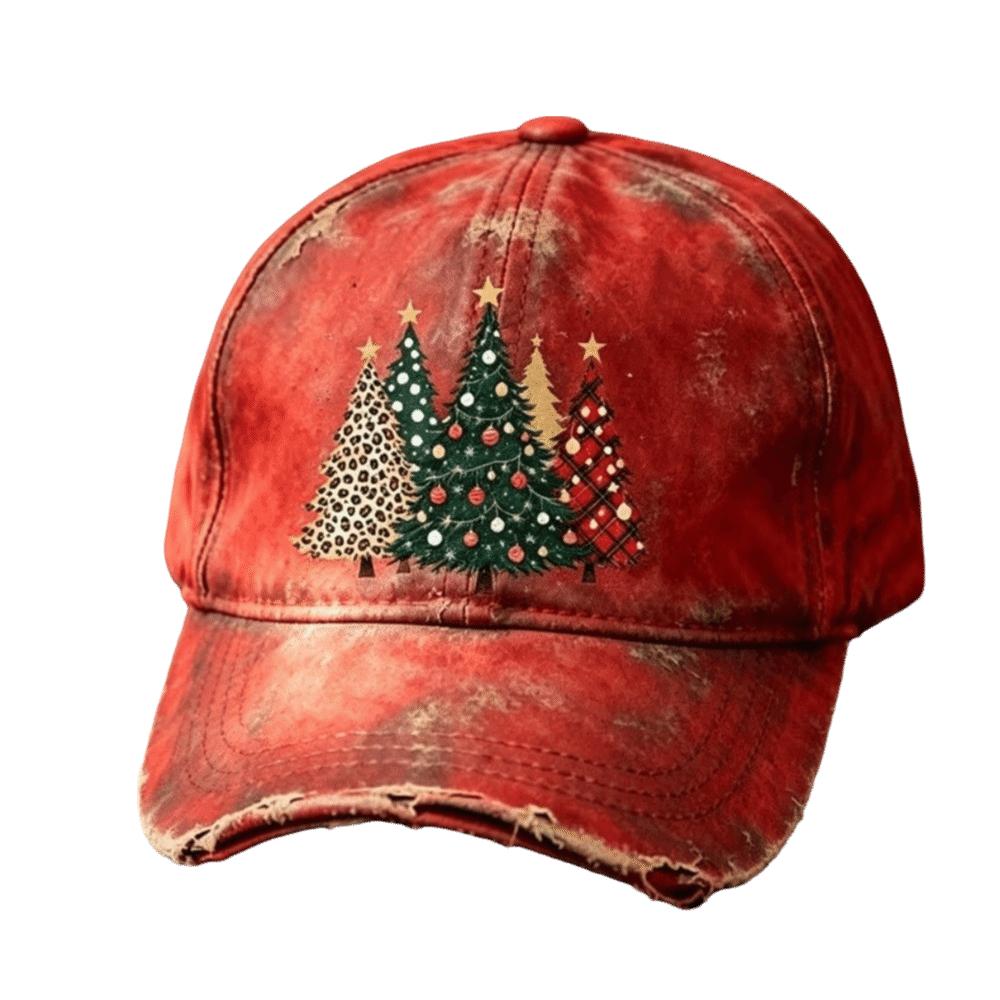 56-60cm Adjustable Distressed Christmas Baseball Cap Polyester Retro Santa Claus Hat  Adults