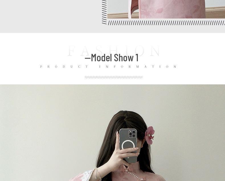 Podzim 2025 Růžový semišový čínský oděv s velkými obrácenými rukávy – Moderní čínský styl pro ženy