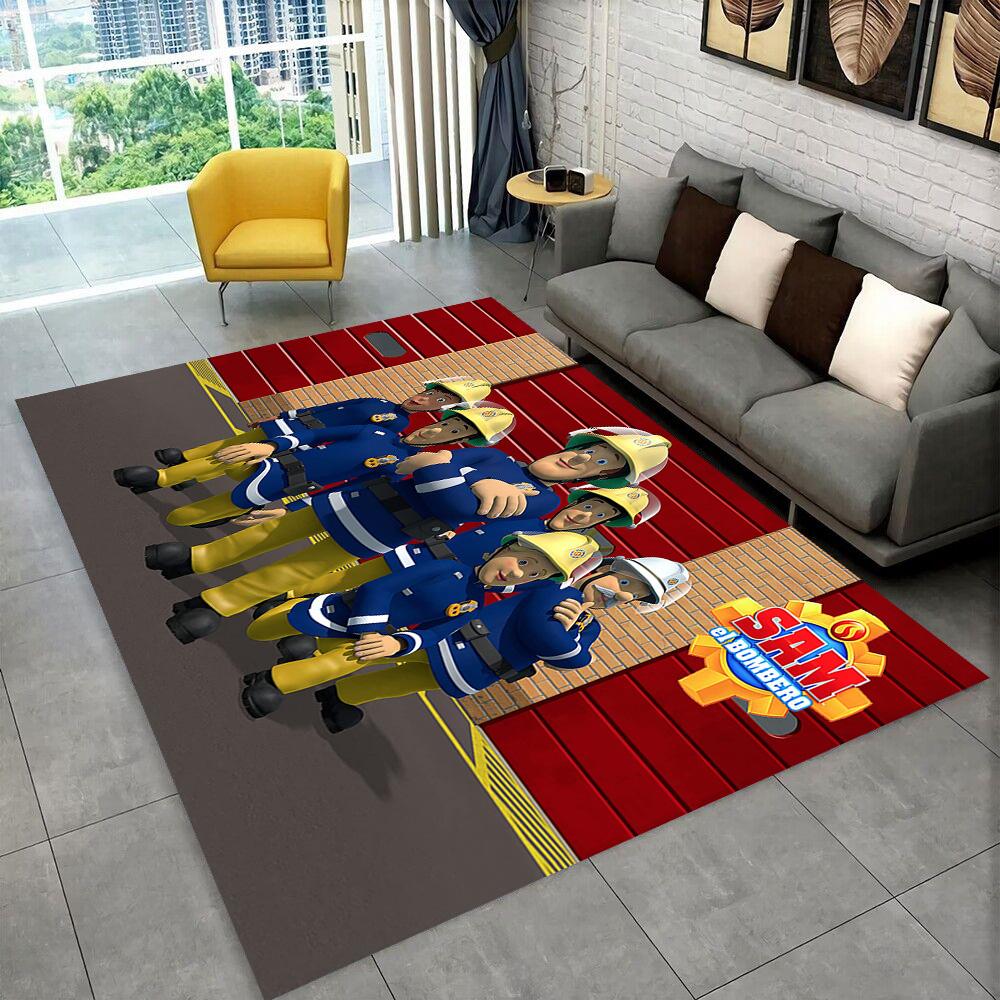 3D Classic Fireman Sam Child Cartoon Carpet Rug for Living Room Bedroom Home Sofa Decoration,Kids Play Non-slip Floor Mat Gift