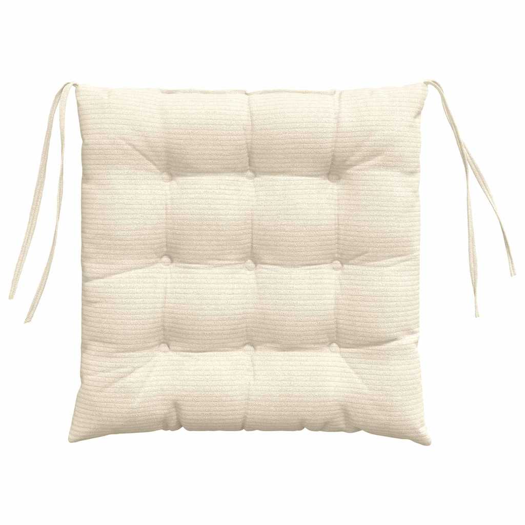 Seat Cushion Set 4 Pcs Cream 40 X 40 X 6 Cm Cord Fabric