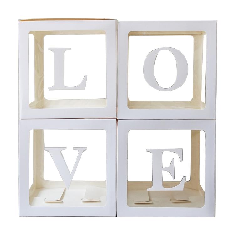 Set of 4 Baby Boxes with Letters Wedding Birthday Party Decoration Photo Props