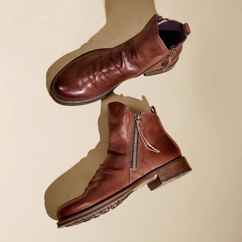 Mens High Top Boots Tassel Double-side Zipper Ankle Boots High Quality Leather Boots for Men Non-slip Platform Boot Botas Hombre