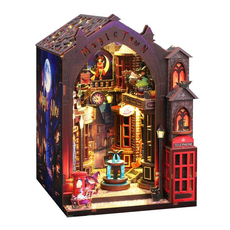 DIY Wooden Cabin Magic Lane 3D Assembly Book Building Micro Model Architectural Toy Kit Set Birthday Gift