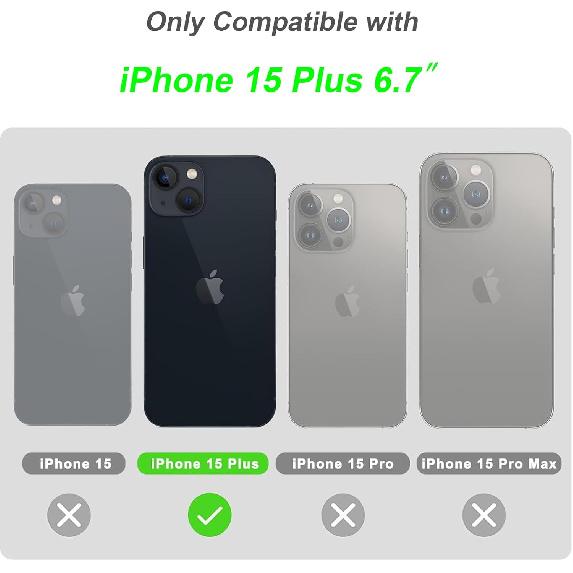 siduater Strap Case for 6.7" iPhone 15 Plus with Wristband Kickstand, Clear Soft TPU Protective Shockproof Bumper Rugged Cover, Adjustable Hand Grip