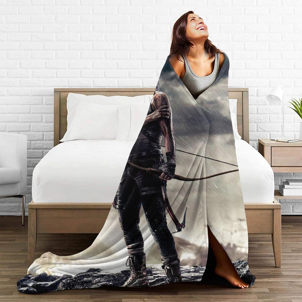 Tomb Raider Jonah Maiava Plush Blankets Video Game Cartoon Vintage Throw Blankets for Home Hotel Sofa 150*125cm Plush Thin Quilt