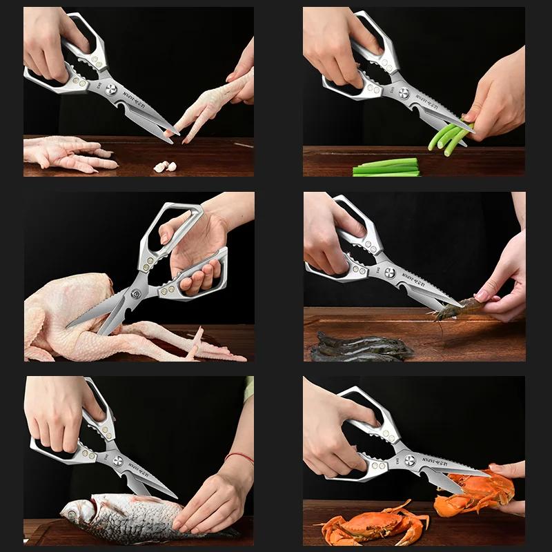 Forbici da cucina in acciaio inossidabile Forbici resistenti per ossa di pollo Forbici multifunzionali per uccidere i pesci Forbici per alimenti per la casa dedicate