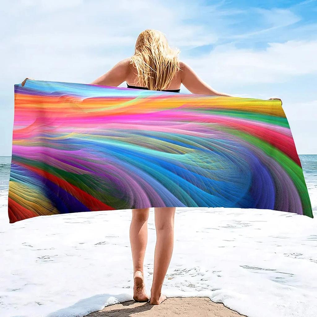 Rainbow Bliss Bath Towel - Vibrant Design, Soft Absorbent, Perfect for Summer Fun, Adds Cheerful Vibes to Your Beach Days