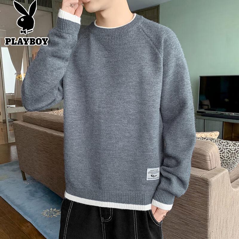 Мужской вязаный свитер PLAYBOY с круглым вырезом 3XL