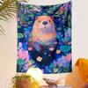 "Adorable Otter in Floral Pond Scene" Patterned tapestry home decor, suitable for bedroom and living room, gift