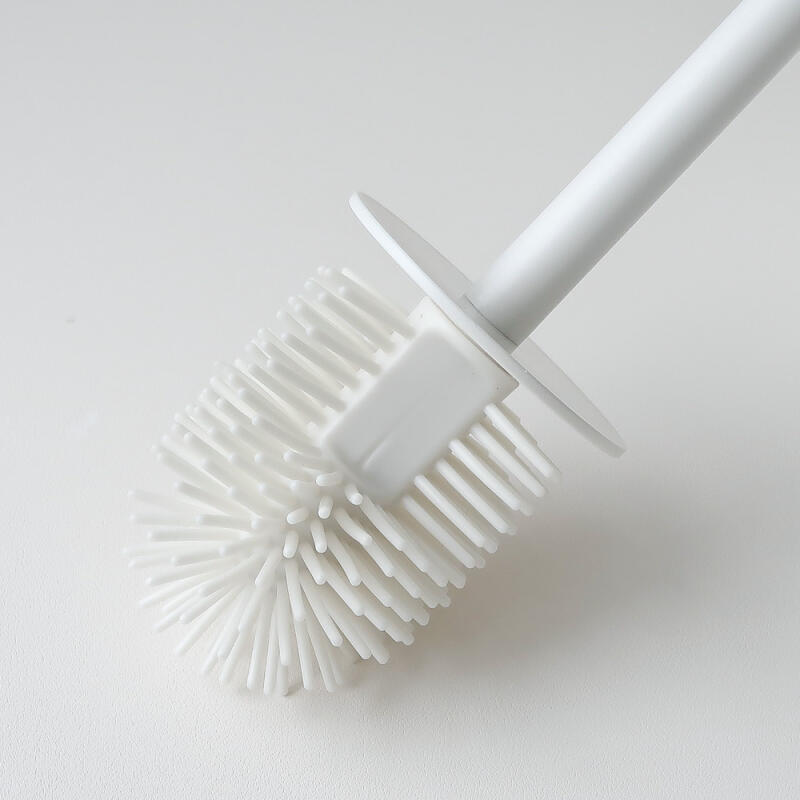 Adhesive wall-mounted round toilet brush
