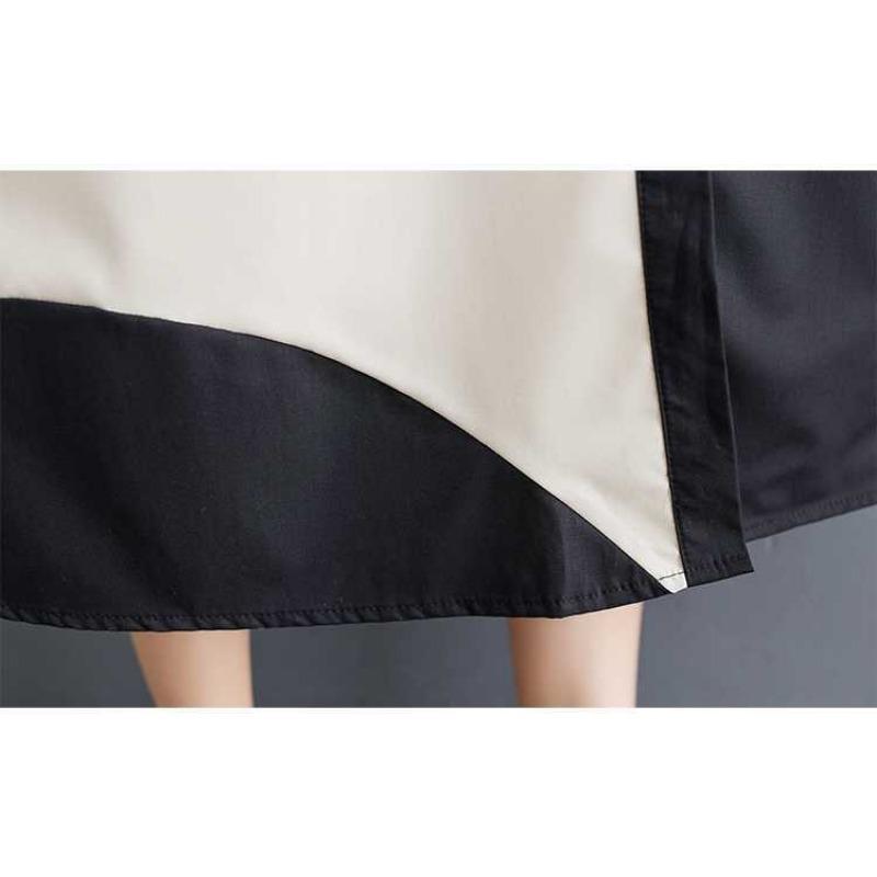 Summer Style Loose Large Size Print Splicing Casual Simple Sweet Short-sleeved Dress