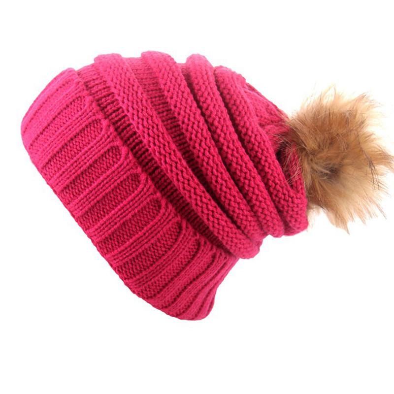 Stylish Winter Women's Knitted Beanie Hat With Versatile Pom Pom Design And Warm Material