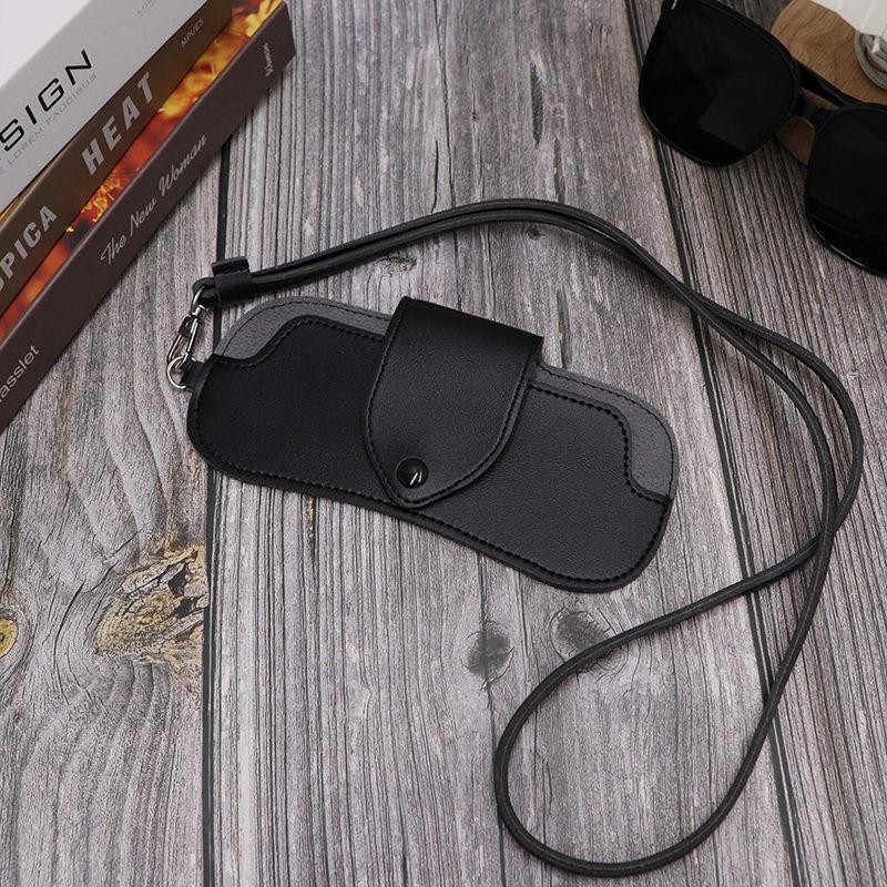 1PC Waterproof Sunglasses Bag Portable Hanging Neck Glasses Storage Case Fashion PU Leather Eyeglasses Pouch For Women Men