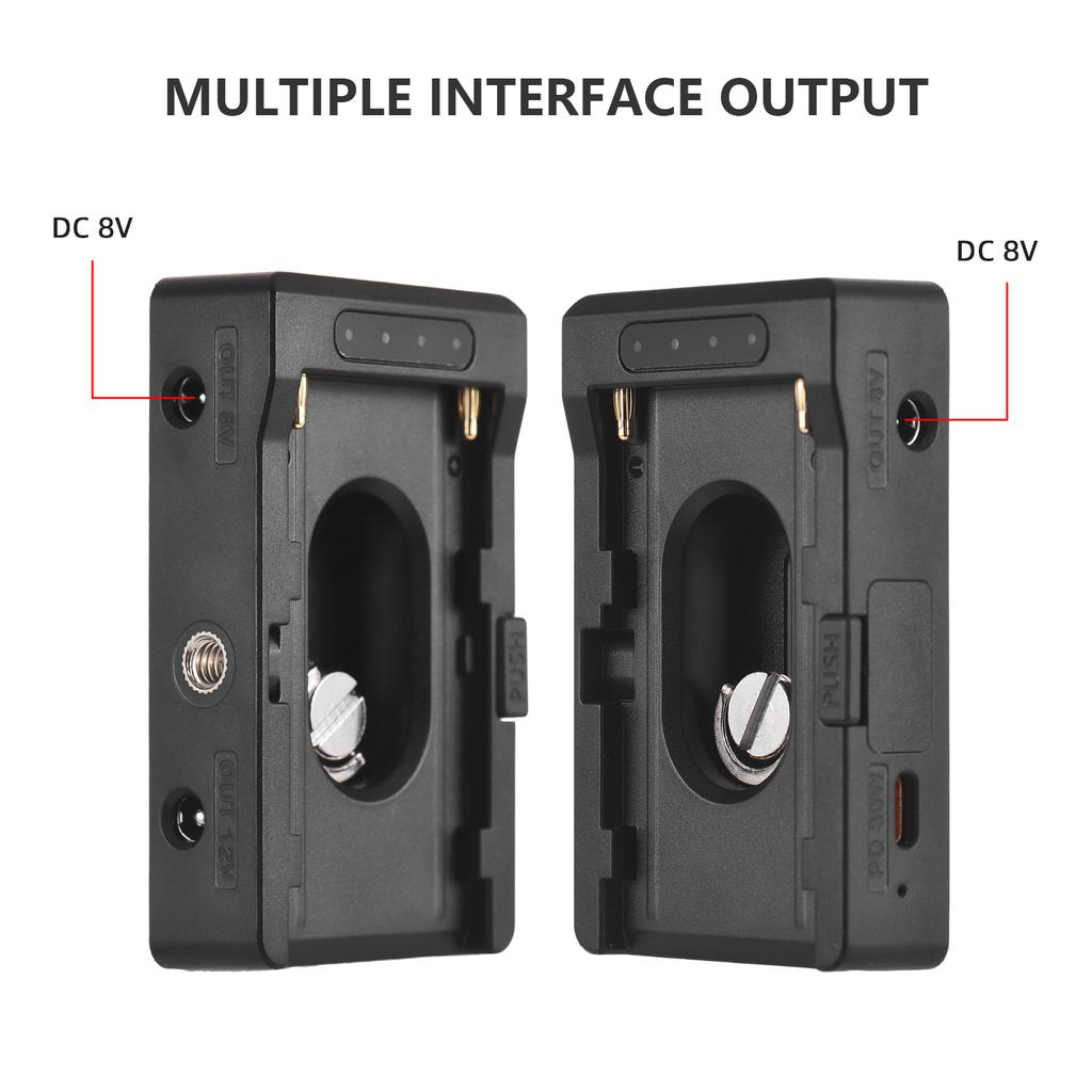 NP-F Battery Charger Metal Battery Adapter Plate Cold Shoe Adapter 1/4in For NP-F550 F750 F970 For BMPCC 4K 6K DSLR ILDC