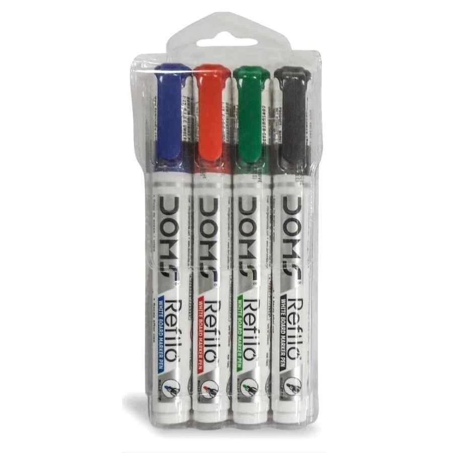 Doms Refilo Ink Pens RED,BLACK,BLUE,GREEN Whiteboard Marker
