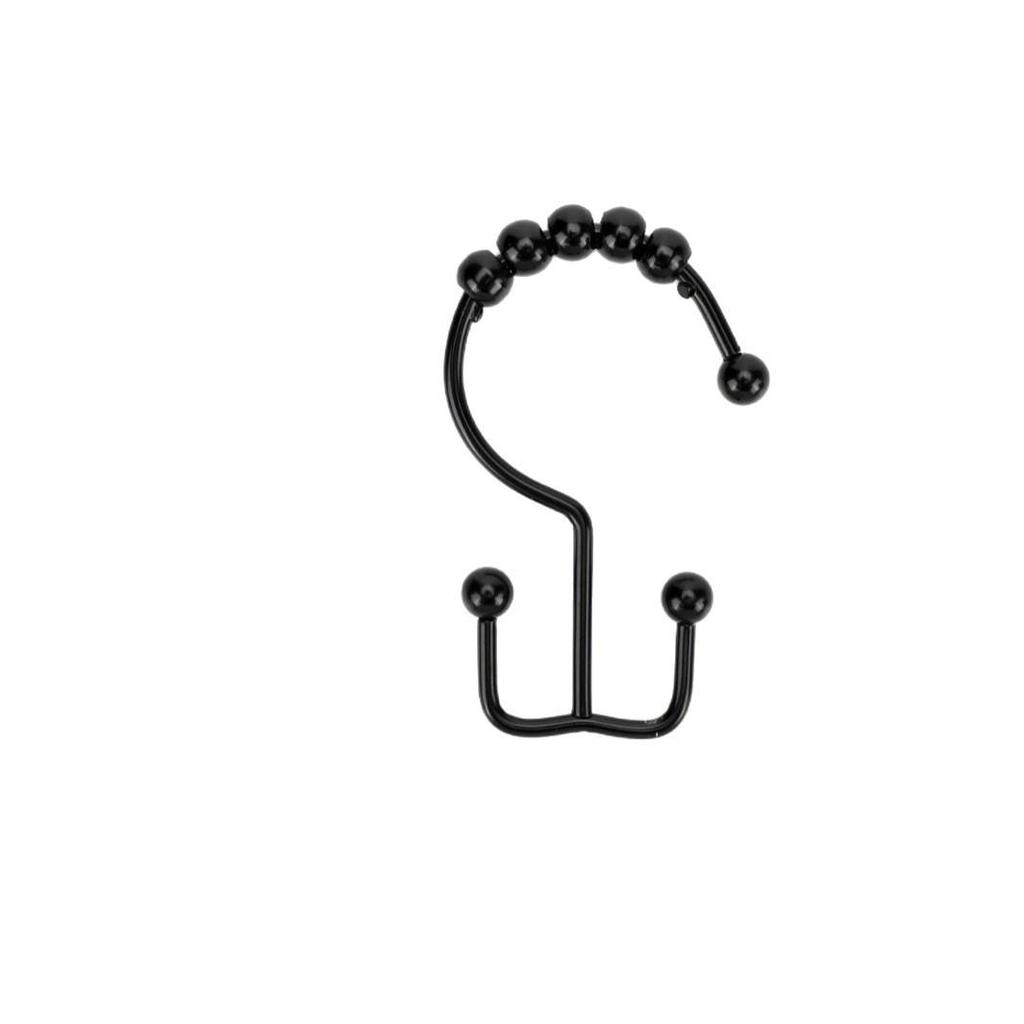 Stainless Steel Double-Sided Bath Curtain Hooks, Tool-Free Install, Sliding J-Hook Design