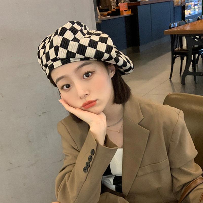 Checkerboard Grid Beret Hat Fashion Winter Autumn for Woman Retro Berets Girl Plaid Adjustable Painter Hat Casual Street Beret Hat