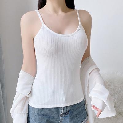 Women's Spaghetti Strap Cami Top Summer Slim Fitted Ribbed Tank Top V-Neck Sleeveless Vest Camisole Basic Layering Shirts