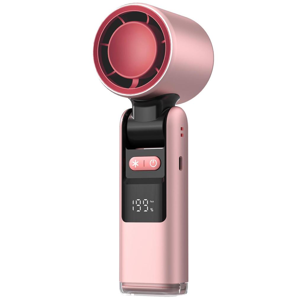100-Speed Foldable Mini Handheld Fan with Ice Compress, LED, and Neck-Hanging Function