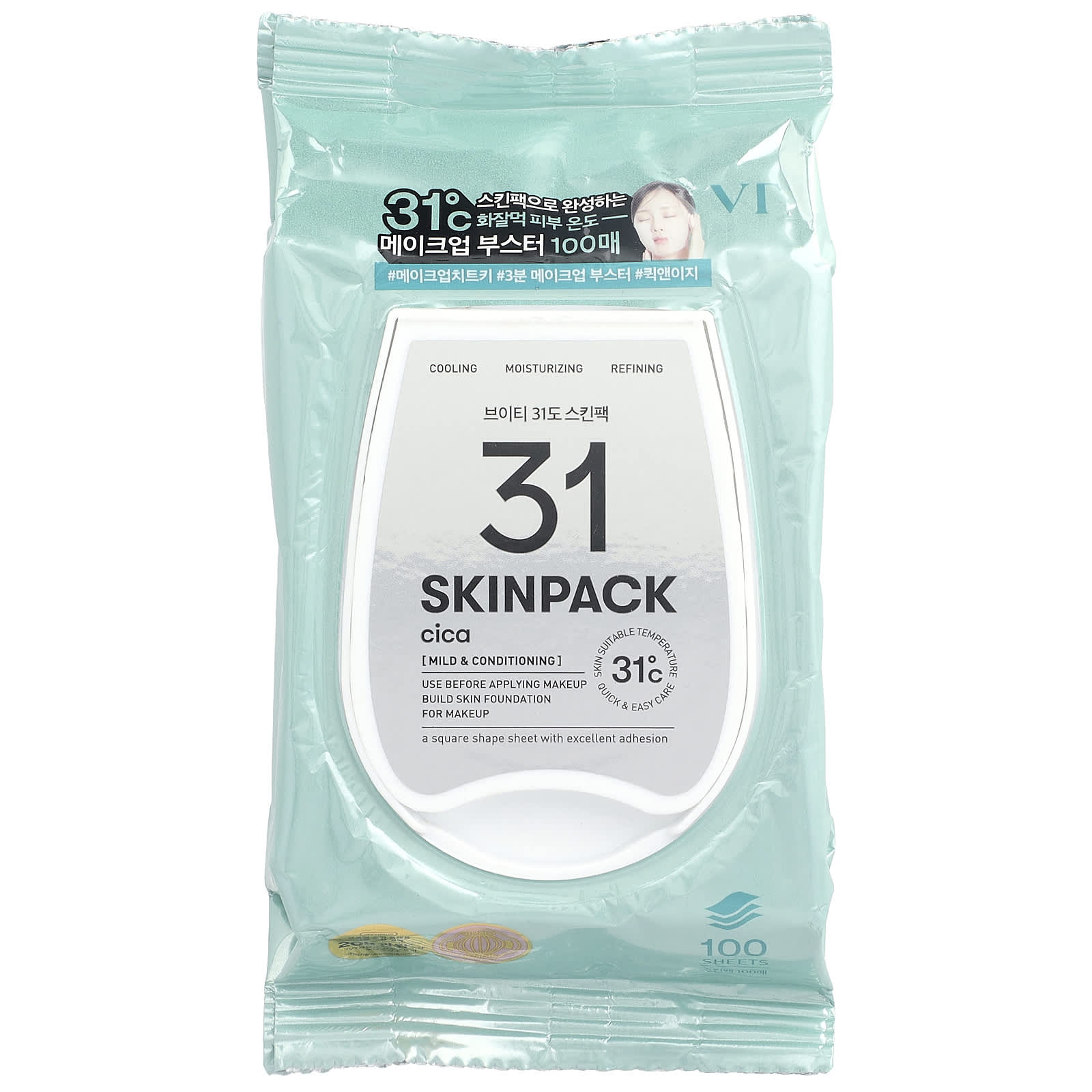 VT Cosmetics, 31 Skin Pack, Cica, 100 Sheets