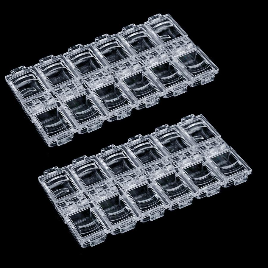 2 Stück 12 Fächer Nail Art Aufbewahrungsbox, Strasssteine Organizer, Einzelne Fächer Schmuckbox für Nagelanhänger Trockenblumen Nagelwerkzeuge