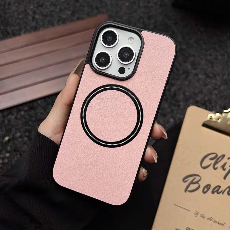 Applicable iPhone 17 mobile phone case New lychee pattern 16 Magnetic attraction 15Promax Personality simple 14 mobile phone case