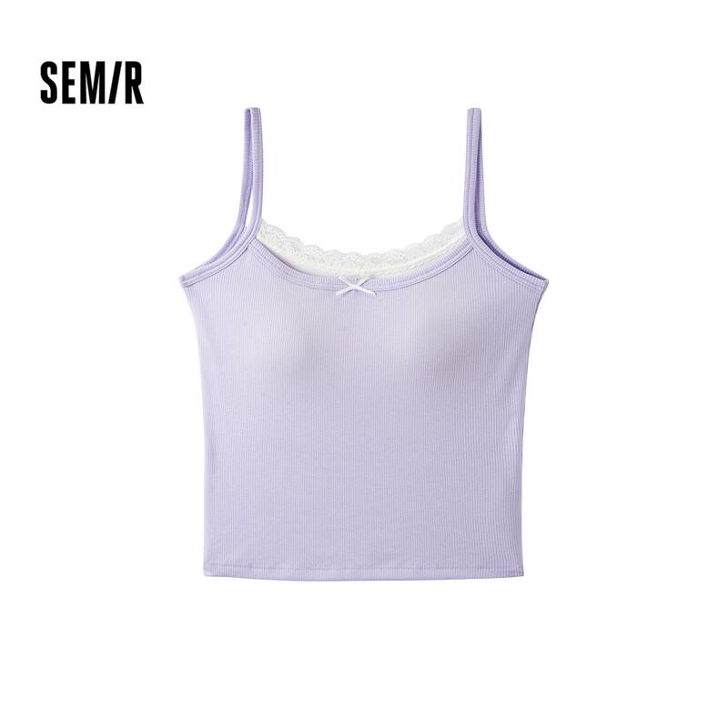 Женский топ-майка Semir с кружевной отделкой M фиолетовый