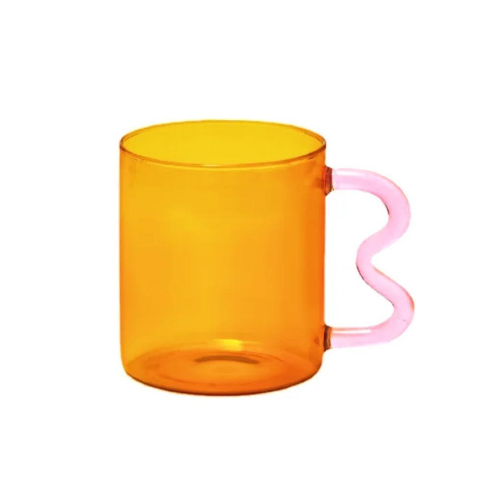 Cană de Cafea Cană de Sticlă Colorată cu Ureche Făcută Manual Simplă Ondulată Ceașcă de Cafea pentru Apă Caldă Pahar Cadou Veselă 300ml