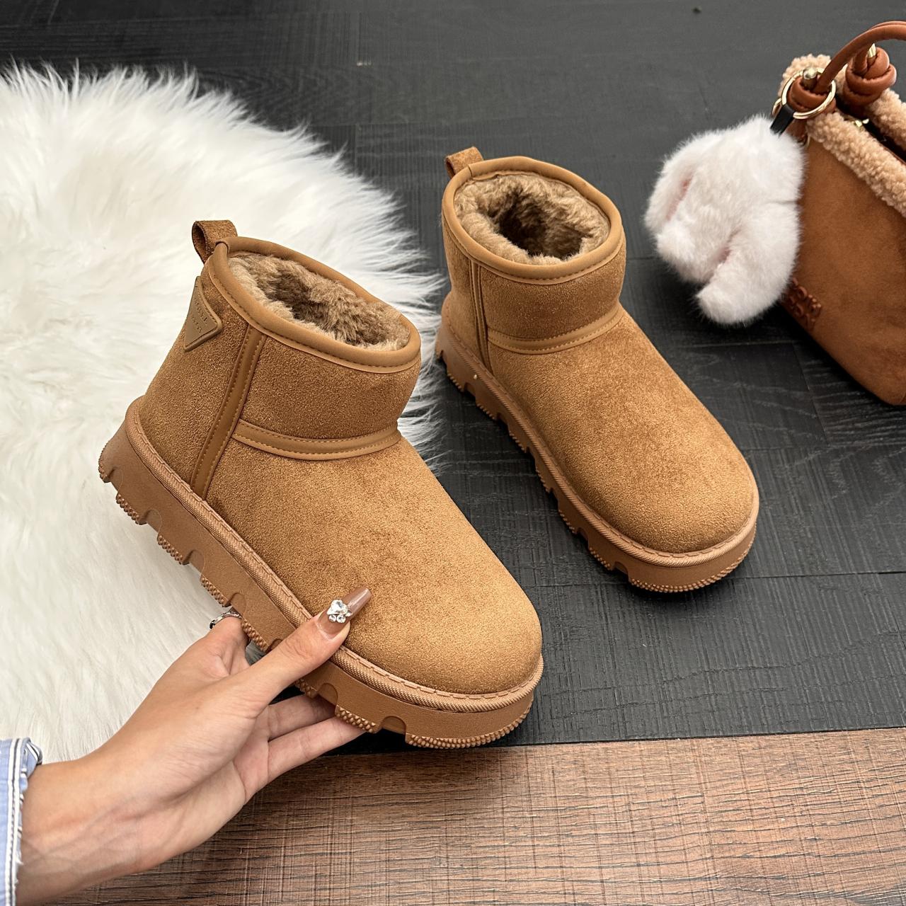 

Fashion New Women Winter Ultra Mini Boots Designer Australian Platform Leather Warm Ankle Fur Booties Luxury Snow Boots 35 коричневый