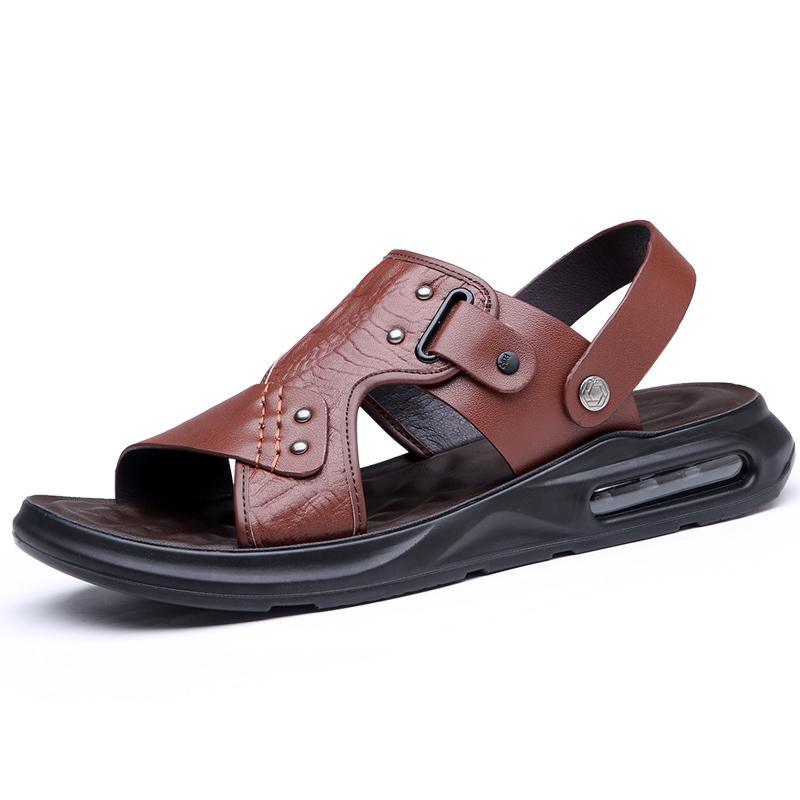 

Модные летние мужские сандалии с воздушной подушкой, дизайнерские сетчатые дышащие кроссовки на толстой подошве, новые мужские модные нескользящие пляжные сандалии 44 коричневый