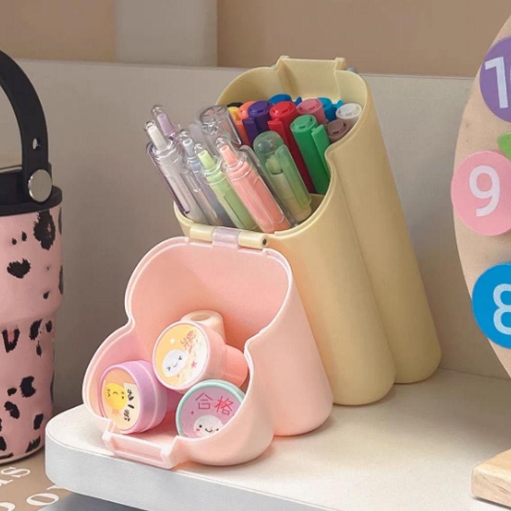 Cartoon Desktop Slanting Organizer Creative Pencil Case Cosmetics Storage Box Desk Organizer