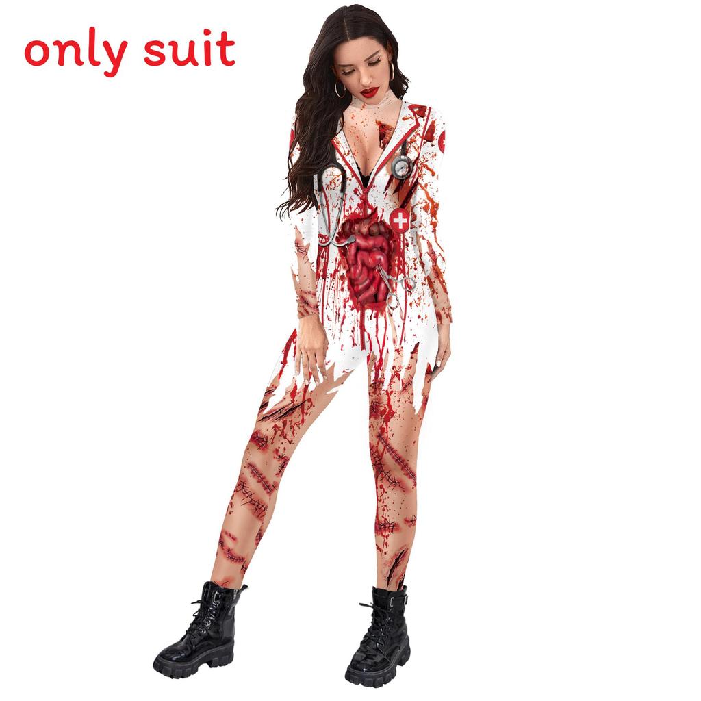 Halloween Krankenschwester Cosplay Kostüm Mit Digitaldruck Für Damen Halloween Party