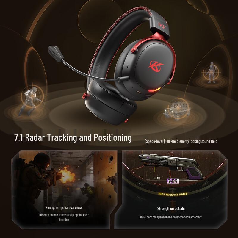 iKF V11 Pro 2.0 Wireless 4-Mode Gaming Headset with Visual Receiver