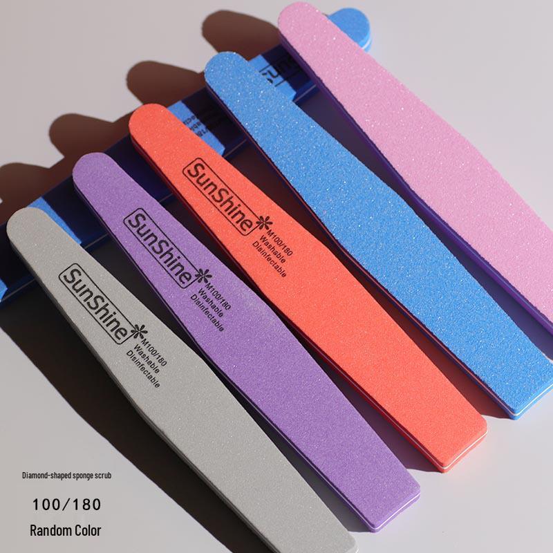 Double-Sided Rhombus Sponge Nail File - Professional Gray Sand Strip for Shaping & Polishing