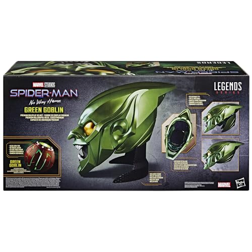 Hasbro Marvel Legends Series Green Goblin Premium Roleplay Helmet, Spider-Man: No Way Home Adult Collectible Roleplay Gear F9111, Authentic