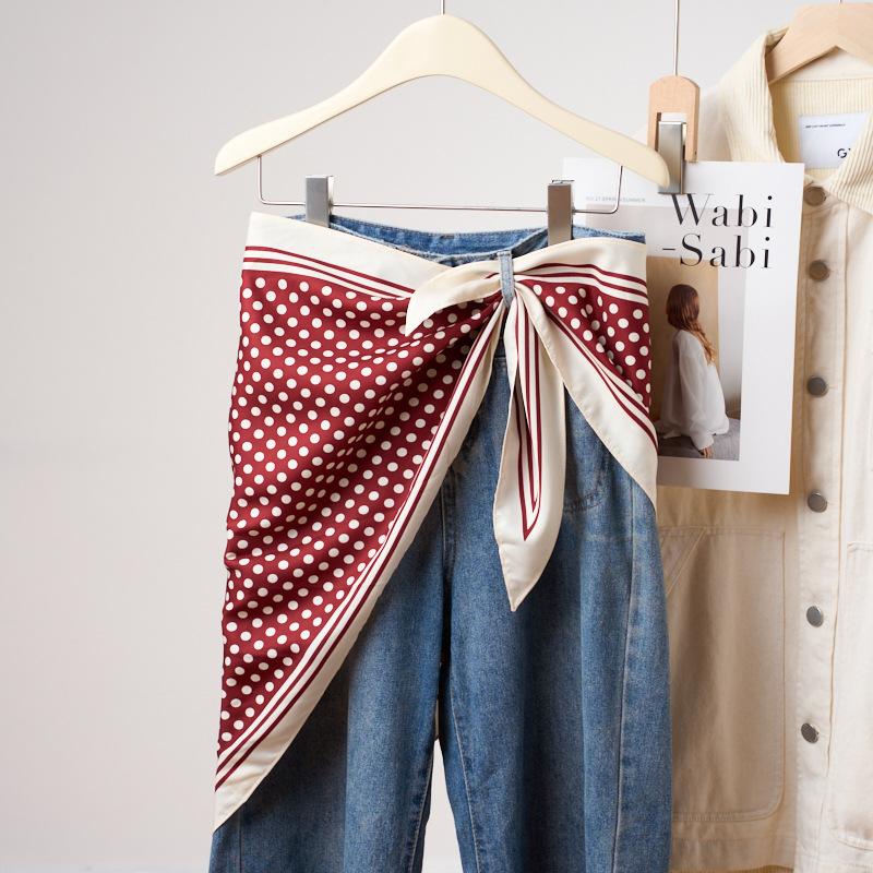 Women Korean Style Fashion Soft Polka Dot Twill Neck Scarf Sunscreen Shawl
