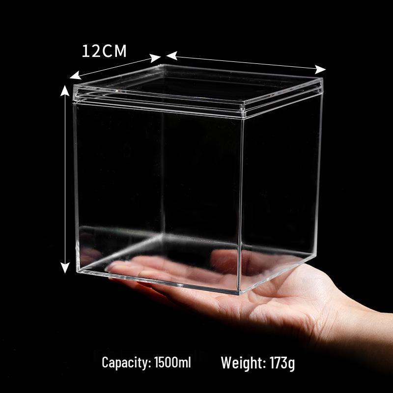 Transparent Square Acrylic Storage Box for Figures - Dustproof Food-grade Plastic, PS Wedding Candy Box with Lid