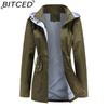 BITCED Autumn/Winter Detachable Hood Trench Coat Plus Size Women's Raincoat