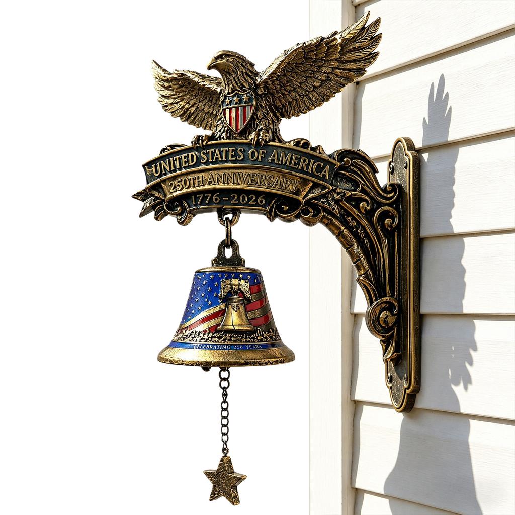 Eagle Desgin 250th Anniversary Commemorative Doorbell USA Flag Hangable Manual Ring Decorative Bell for Collectors and Patriotic