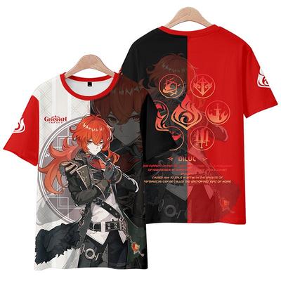 Summer Women Men's Short Sleeve Genshin Impact Tshirt Diluc Fitness Clothing New Men Tee Shirt Cosplay T-Shirt