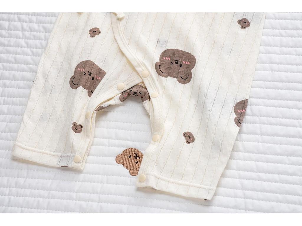 Nyfødt Sommer Ultratynn Langermet Ren Bomull Romper med Magebeskyttelse – Pustende Klasse A for Klimaanleggskomfort.