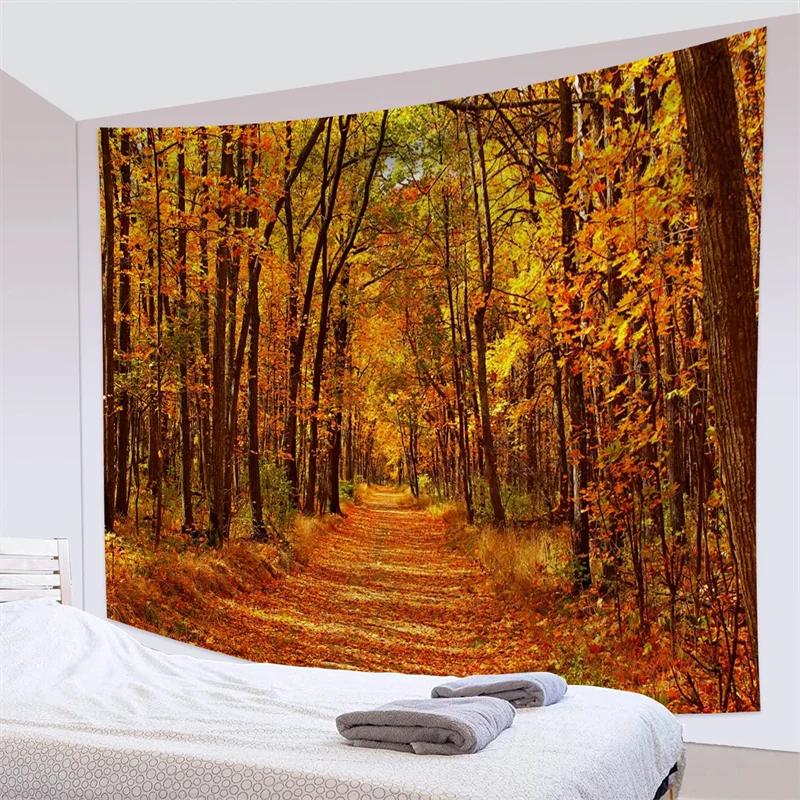 Forest Pathway in the Misty Mountain Tapestry Wall Hanging Art Nature Landscape Tapestries Home Decor for Living Room Bedroom