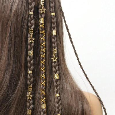 36/41 Pcs Gold Metal Hair Braid Accessories Hollow Star Pendants Adjustable Rings For Festivals Parties Daily Hairstyle Decor