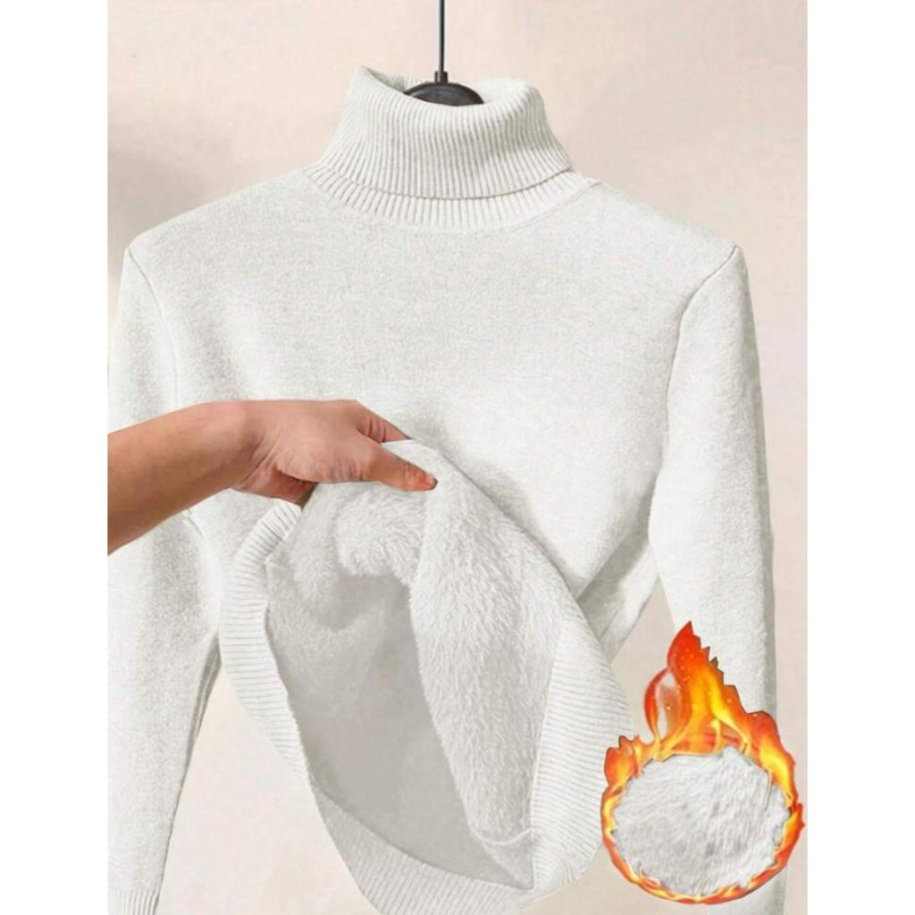 Thickened One-piece Fleece Clothes for Autumn Women, Mink Fleece Warm Top, High Neck Base Shirt for Women