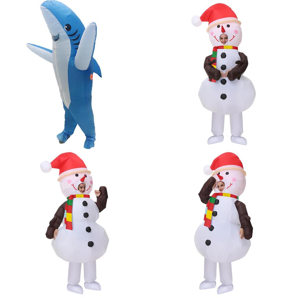 Costume Gonflable Adulte Père Noël Bonhomme de Neige Bonhomme en Pain d'Épices Pour Cosplay et Fêtes d'Halloween