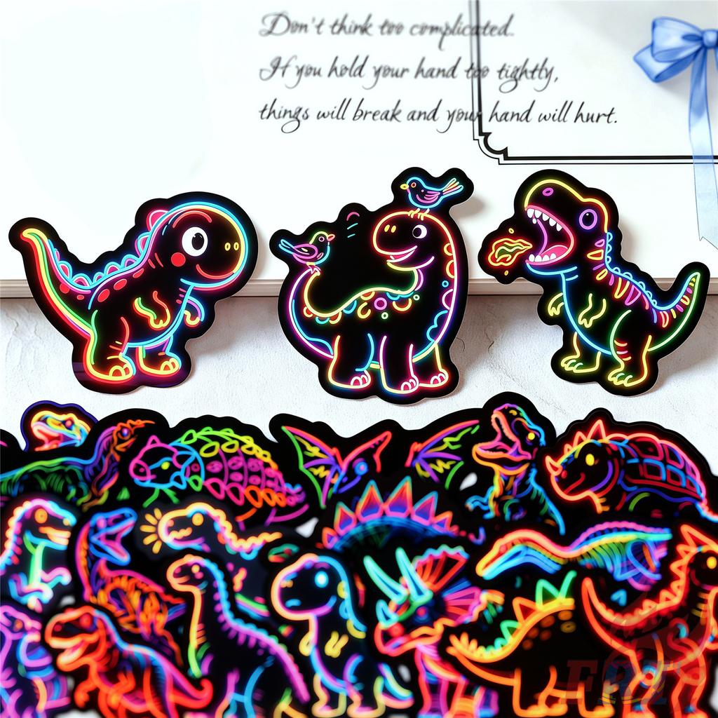 135Pcs/Set Neon Styles Dinosaur Mini Diary Manual Stickers DIY Scrapbooks Album Decor Decals Stickers