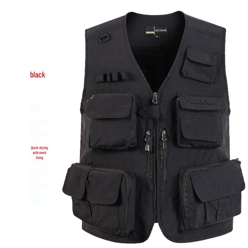 Men's 7XL Quick-Dry Mesh Vest With Multi-Pockets - Breathable Summer Wear
